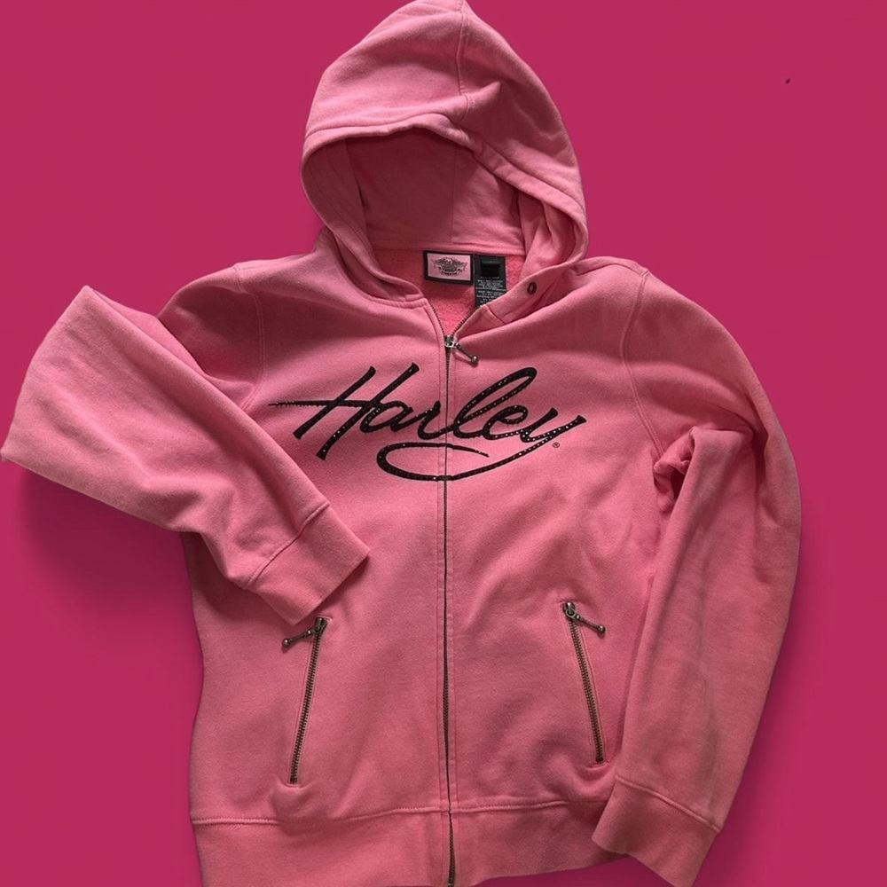 Harley Davidson pink zip up hoodie